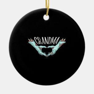 Grandma Zombie Hand Heart Halloween Costume Famili Keramisch Ornament