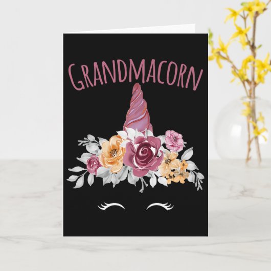 Grandmacorn Unicorn Grandma Premium Kaart (Gele Bloem)