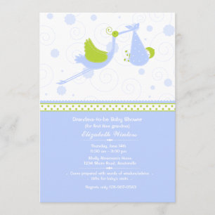 Grandma's First (Blue) Baby shower Invitation Kaart