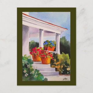 Grandma's Front Porch met bloempotten Briefkaart