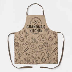 Grandmas Gift Nana Burlap Kitchen Baking Apron  Schort