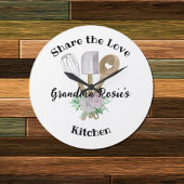 Grandma's Kitchen | Deel de Liefde Gepersonaliseer Grote Klok