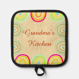Grandma's Kitchen Folk Rainbow Pattern Pannenlap