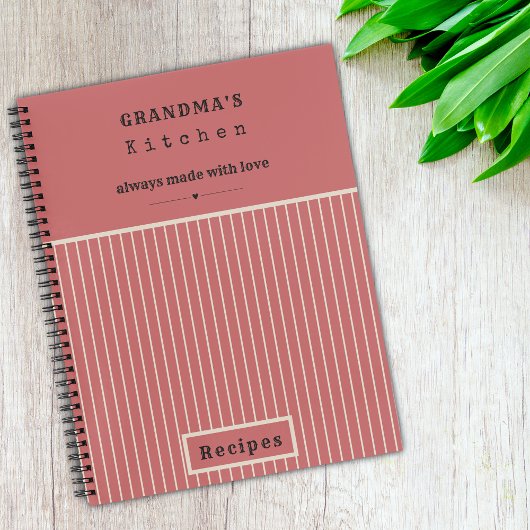 Grandma's Kitchen Stripe Custom Recipe Notitieboek