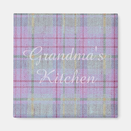 Grandma's Kitchen Weathered Lavender Plaid Magneet (Voorkant)