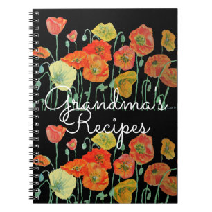 Grandma's Recipes Red Poppy Waterverf Notebook Notitieboek