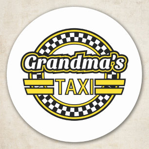 Grandma's Taxi Sign Ronde Sticker