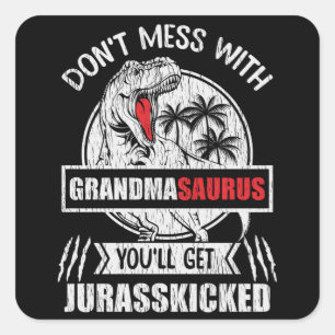 Grandmasaurus Dinosaur Oma Grootmoeder Cadeau Vierkante Sticker