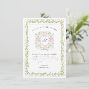 Grandmelliniaanse Botanische Monogram Crest Bedank Bedankkaart