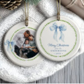 Grandmillenial Bows Baby's eerste kerstfoto C Keramisch Ornament