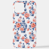 Grandmillenial Chinoiserie Gemberpot Roze Pioenroz iPhone Hoesje (Achterkant)