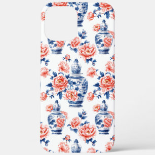 Grandmillenial Chinoiserie Ginger Jar Pink Peonies iPhone 12 Pro Max Hoesje
