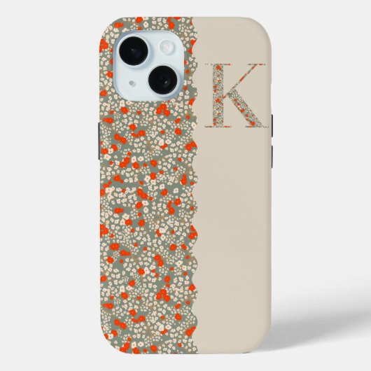 Grandmillenial MONOGRAM K BG RODE BLOEMEN Case-Mate iPhone Case (Achterkant)