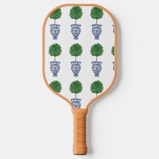 Grandmillenial preppy topiary blauw pickleball paddle (Voorkant)