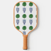 Grandmillenial preppy topiary blauw pickleball paddle (Achterkant)
