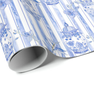 Grandmillennial Blue Chinoiserie Ginger Jar Cadeaupapier