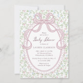 Grandmillennial Bow Baby Shower Invitation (Devant)