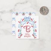 Grandmillennial Cherry Bows Waterverf Enclosure Notitiekaartje (Voorkant / Achterkant in situ)