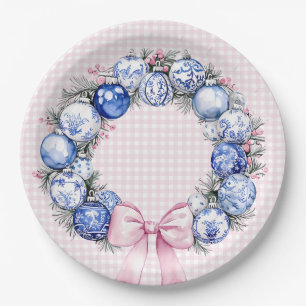 Grandmillennial   Chinoiserie Christmas Wreath Papieren Bordje