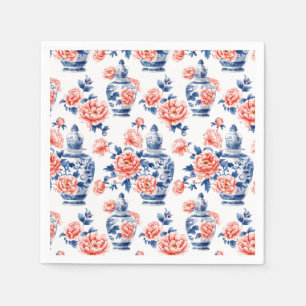 Grandmillennial Chinoiserie Gemberpot Roze Pioenro Servet