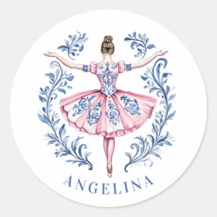 Grandmillennial Christmas Damask Ballerina Ronde Sticker