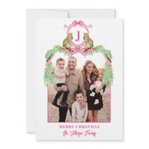 Grandmillennial Christmas Leopard Monogram Photo