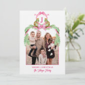 Grandmillennial Christmas Leopard Monogram Photo Kaart (Staand voorkant)
