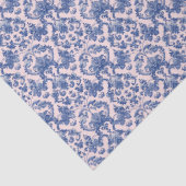 Grandmillennial Christmas Pink en Blue Damask Tissuepapier (Detail)