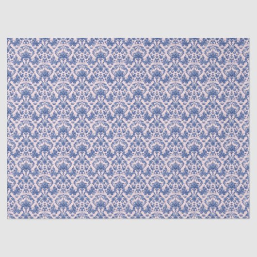 Grandmillennial Christmas Pink en Blue Damask Tissuepapier (Voorkant)