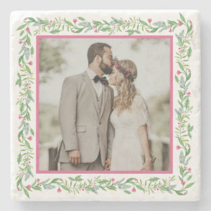 Grandmillennial Evergreen Swag Foto Stenen Onderzetter