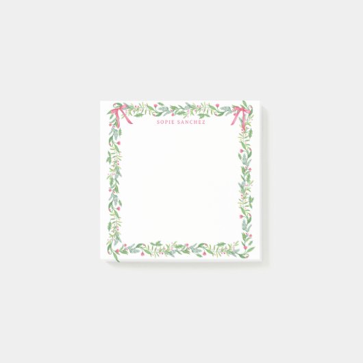 Grandmillennial Evergreen Swag met Monogram Post-it® Notes (Voorkant)