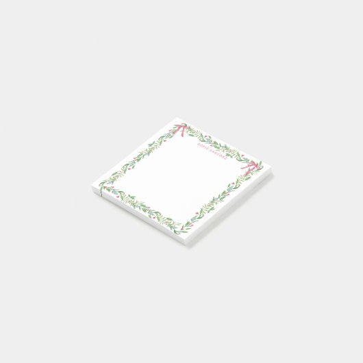 Grandmillennial Evergreen Swag met Monogram Post-it® Notes (Schuin)