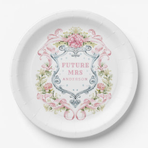 Grandmillennial Floral Crest toekomstige mevrouw Papieren Bordje