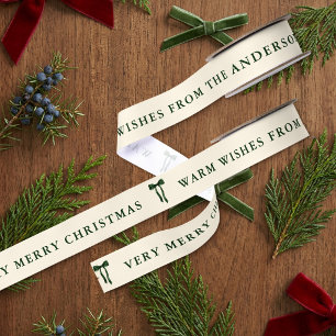 Grandmillennial groene strik zeer vrolijk kerstfee grosgrain lint