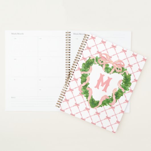 Grandmillennial Hartkrans Monogram Bamboe & Boog Planner (Display)