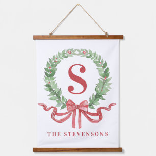 Grandmillennial Kerstkrans Monogram Hangend Wandkleed