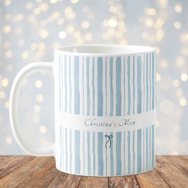 Grandmillennial Lichtblauwe Streep Elegante Cottag Koffiemok