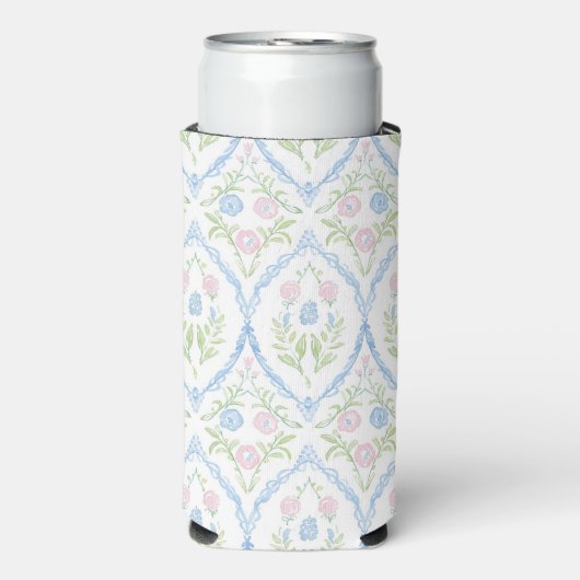 Grandmillennial Pink and Blue Floral (Seltzer Voorkant)