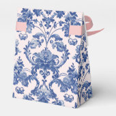 Grandmillennial Pink & Blue Damask Monogram Bedankdoosjes (Achterkant)
