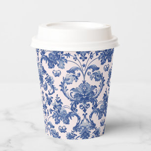 Grandmillennial Pink & Blue Damask Papieren Bekers