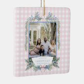 Grandmillennial Pink & Blue Holly Kerstmis Keramisch Ornament (Rechts)