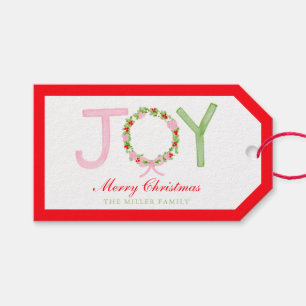 Grandmillennial Preppy Christmas Wreath Joy Cadeaulabel