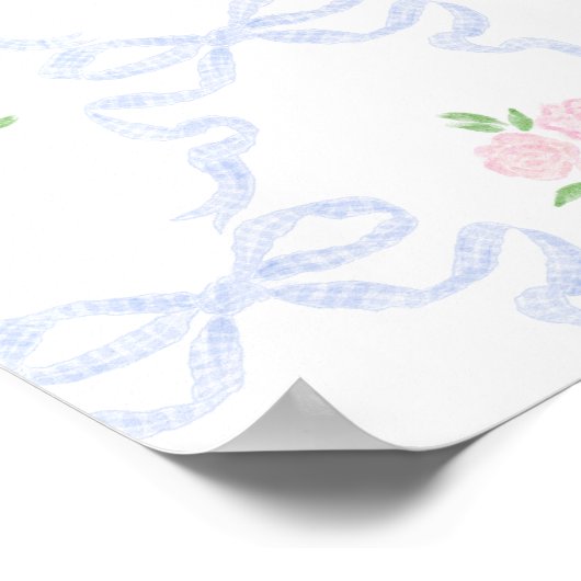 Grandmillennial Preppy Pink Bow Nursery Poster (Hoek)