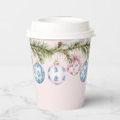 Grandmillennial Roze en Blauwe Ornamenten Papieren Papieren Bekers (Achterkant)