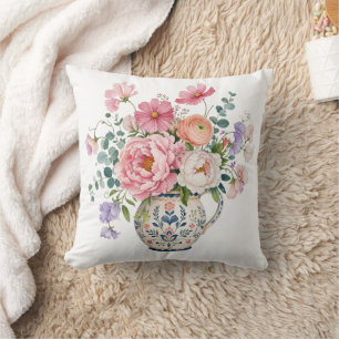 Grandmillennial Roze Pioen Tuin Bloemen Kussen