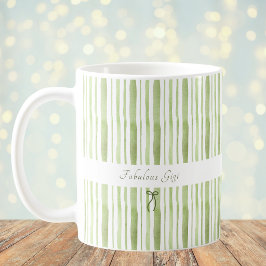 Grandmillennial Saliegroene Streep Elegante Cottag Koffiemok