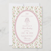Grandmillennial  Vintage Floral Birthda Invitation (Devant)