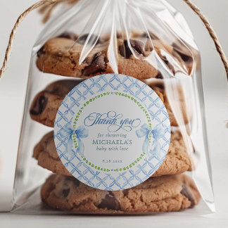 Grandmillennial Waterverf Baby shower Bedankt Ronde Sticker