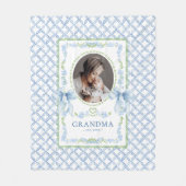 Grandmillennial Waterverf Bows Oma Foto Fleece Deken (Voorkant)
