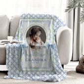 Grandmillennial Waterverf Bows Oma Foto Fleece Deken